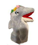 Vintage Sea World Dolphin Whale Hand Puppet Gray Floral Crown Stuffed An... - $13.40 CAD