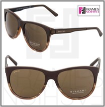 Bvlgari Diagono Bv 7025F Sand Brown Horn Steel Square Sunglasses Unisex - £216.90 GBP