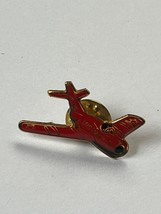 Red &amp; Black Enamel Mig Magic Airplane Goldtone Hat Lapel Pin or Tie Tac ... - £8.85 GBP