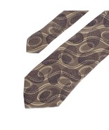 Fratelli Mens Metallic Sheen Brown Black Ovals Silk Necktie Made in Ital... - £31.41 GBP