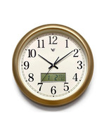 Naomi Modern Clock w/ Digital Calendar &amp; Temperature - Gold - £53.43 GBP