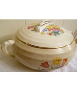 Edwin M Knowles Covered Casserole Dish Petit Point Yorktown Tulip Pansy ... - £15.78 GBP