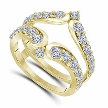 2Ct Rund Künstlicher Diamant Verstärker Schutz Hochzeit Ring 14k Gelb Vergoldet - £50.47 GBP