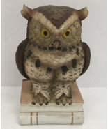 Vintage bisque porcelain large horned owl book owl Andrea by Sadek Japan - $40.71 CAD
