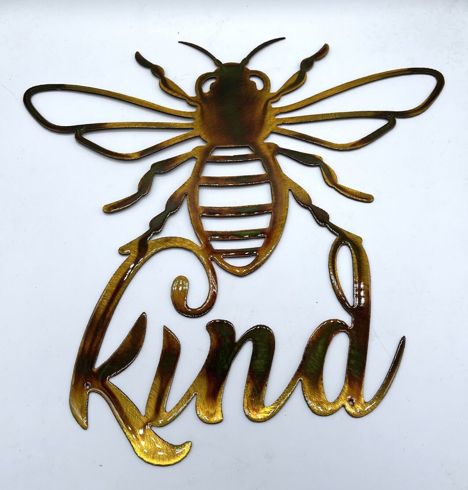 Bee Kind Wall Art 12" tall x 10 1/2" wide Honey Copper - £28.78 GBP