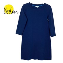 Boden Ottoman Ribbed A-Line 3/4 Sleeve Pullover Dress Navy Blue Size US 4R - £29.48 GBP