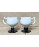 Vintage Caribe Puerto Rico White Black Irish Coffee Pedestal Mug Set Of Two - $13.86