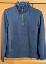 LL BEAN 1/4 Zip Pullover Mock Neck Quilted Shirt Slate Blue Women&#39;s Peti... - £24.96 GBP