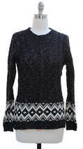 Cable Knit Sweater Womens Crew Neck Black White Size M - £11.20 GBP
