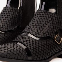 The Orion Black Snakeskin Pattern Leather Double Monk Strap Men Boot image 3