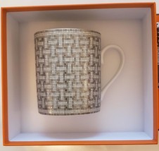 Hermes Mosaique au 24 Mug Platinum Silver Porcelain Tableware Coffee Mug - $342.28