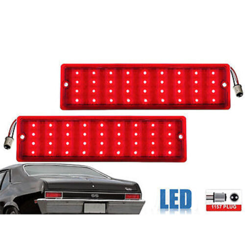 68 69 Chevy Nova Red LED Rear Tail Brake Stop Turn Signal Park Light Lens Pair - £70.75 GBP