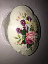 Vtg pink rose porcelain Favorite Things music box covered trinket mother poem - £60.56 GBP