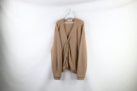 Vintage 70s Streetwear Mens 2XL XXL Knit Kurt Cobain Cardigan Sweater Beige USA - $98.95