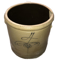 Antique 4 gallon Salt Glaze Stoneware Crock – Bee Sting Design (CHIPPED) - £210.88 GBP
