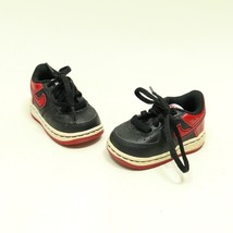 NIKE Force 1 Sneaker Shoes Black WIth Red Swoosh - Toddler Baby Size 4 C - £11.50 GBP