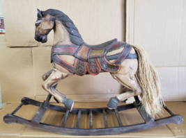 Antique Wooden Carved Carousel Horse Child Size Paint Decorated Folk Art Pony K - £514.58 GBP
