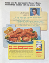 1963 Crisco Vintage Print Ad How The Best Cook Makes Fried Chicken No Gr... - £11.51 GBP