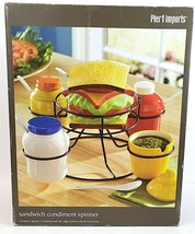Pier 1 Sandwich Condiment Rotating Spinner W/5 Containers &amp; 5 Spoons NIB - £16.43 GBP