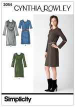 Simplicity Cynthia Rowley Pattern 2054 Misses Knit Dress and Cowl-Collar Size 6- - £6.33 GBP