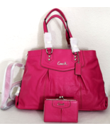 COACH ASHLEY CARRYALL FUCHSIA PINK TOTE SHOULDER BAG  &amp; MATCHING WALLETNWT! - $109.99+