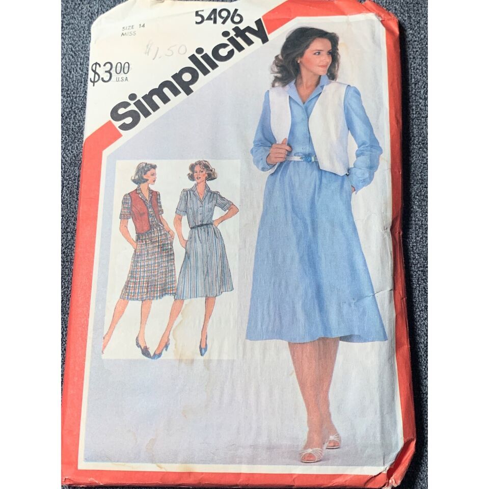 Simplicity Misses Dress Sewing Pattern sz 14 5496 - uncut - $14.15