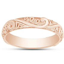 14K Rose Gold Over Filigree Wedding Band Ring For Men&#39;s Sterling Silver - £74.63 GBP