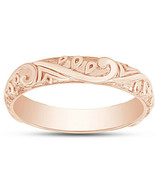 14K Rose Gold Over Filigree Wedding Band Ring For Men&#39;s Sterling Silver - £74.91 GBP