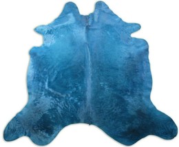 Dyed Turquoise Cowhide Rug Size: 8.5&#39; X 7&#39; Dyed Blue Cow Hide Rug C-1206 - £231.20 GBP