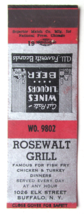 Rosewalt Grill - Buffalo, New York Restaurant 20 Strike Matchbook Cover Match NY - £1.57 GBP