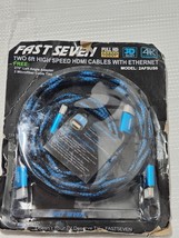 Fast Seven Model 2AFSUS6 - Braided 6ft HDMI Cables (2-Cables) - NEW/SEALED - £9.54 GBP