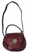 Lucky Brand Burgundy Red Leather Braided Strap Flap Purse Handbag Heart ... - $59.39