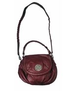 Lucky Brand Burgundy Red Leather Braided Strap Flap Purse Handbag Heart ... - $59.39