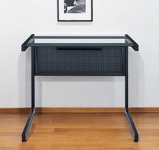 33&quot; Clear and Black Glass and Stainless Steel Writing Desk - $312.14