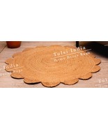 brown round rug, handmade round rug, natural rug, bedroom rug, kichen ru... - $1,454.43 MXN