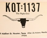 Vintage CB Ham radio Card KQT 1137 Houston Texas Amateur Lone Star  - $4.94