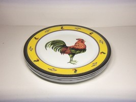 Melamine Ware Gourmet Design Rooster, Set Of 4 Salad Plates 7.75&quot; New Old Stock - £19.74 GBP