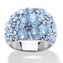Blue Opal Crystal Cluster Aurora Swarovski Stainless Steel Ring 6 7 8 9 10 - £94.90 GBP