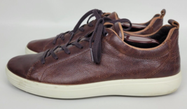 Ecco Mens Soft 7 Craze Sneakers Shoes Brown Whiskey Leather EU 45 US 11-11.5 - £43.65 GBP