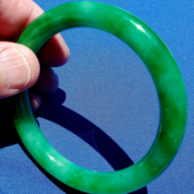 Earth mined Green Jadeite Jade Deco Bangle Antique semi Translucent Brac... - $32,105.25