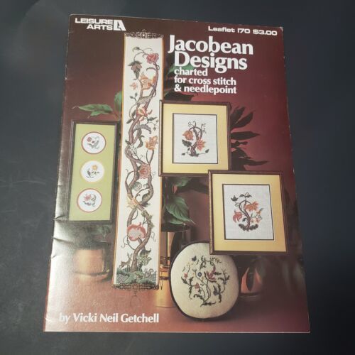 Leisure Arts Jacobean Designs Cross Stitch Needlepoint Patterns Leaflet 170 1980 - $7.43
