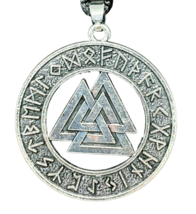 Viking Valknut Rune Necklace Pendant Norse Asgard Unisex Corded Beaded Gift UK - £6.76 GBP