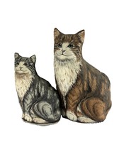 Vintage Set of 2 Tabby Cat Shaped Pillows Mother Kitten Plush 13&quot; Brown ... - $34.65