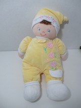 Baby Gund plush doll yellow white pocket Katla 58544 brown hair pink flowers - £31.64 GBP