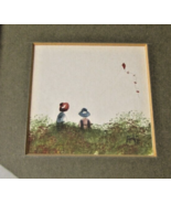 Small Vintage Painting Of Two Children Fling A Kite, 1988 - $646.77 MXN