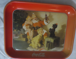 Coca Cola Tray Santa with Children and Poodle  1984 10.5 X 13.25 1986 faded - £3.49 GBP