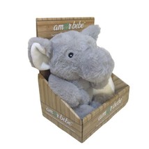 Amor BeBe Gray Elephant 10x5x5 plush &amp; White 30x30 white plush lined bla... - £18.51 GBP