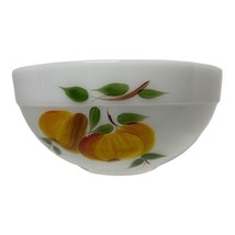 Fire King White Milk Glass Mixing Serving Bowl 8.5 Painted Fruit Motif V... - £22.42 GBP