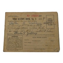 1943 War Ration Book No 3 Card w Intact Stamps WWII Syracuse New York Mi... - $9.89