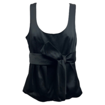 Ann Taylor Womens Blouse Black Sleeveless Belted Bow Acetate Blend 2 New - £18.93 GBP